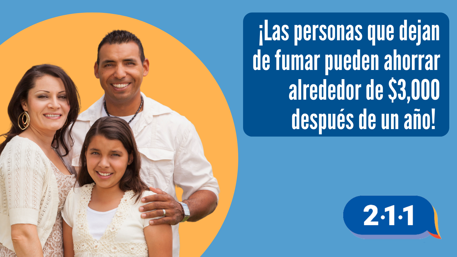 ¡Las personas que dejan de fumar pueden ahorrar alrededor de $3,000 después de un año! 2-1-1